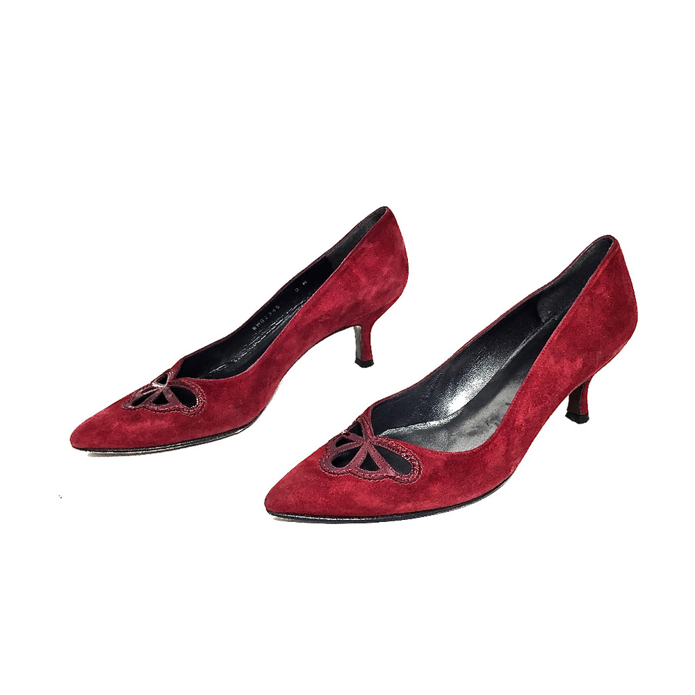 Stuart Weitzman Red Suede/Patent Pointed Pump - image 4